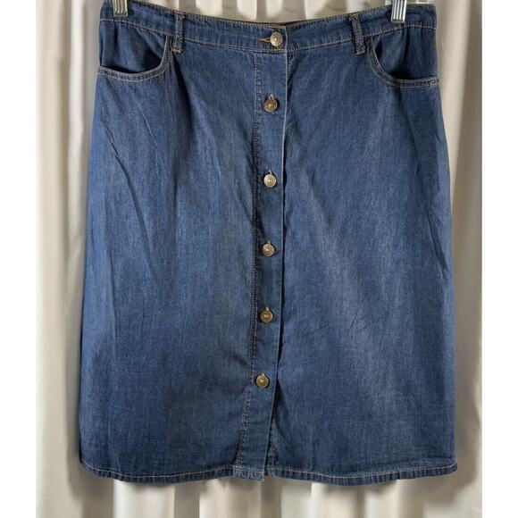 ABS Button Knee Length Denim Skirt, Indigo Denim, Sz: 30, 64-55 - Picture 14 of 16